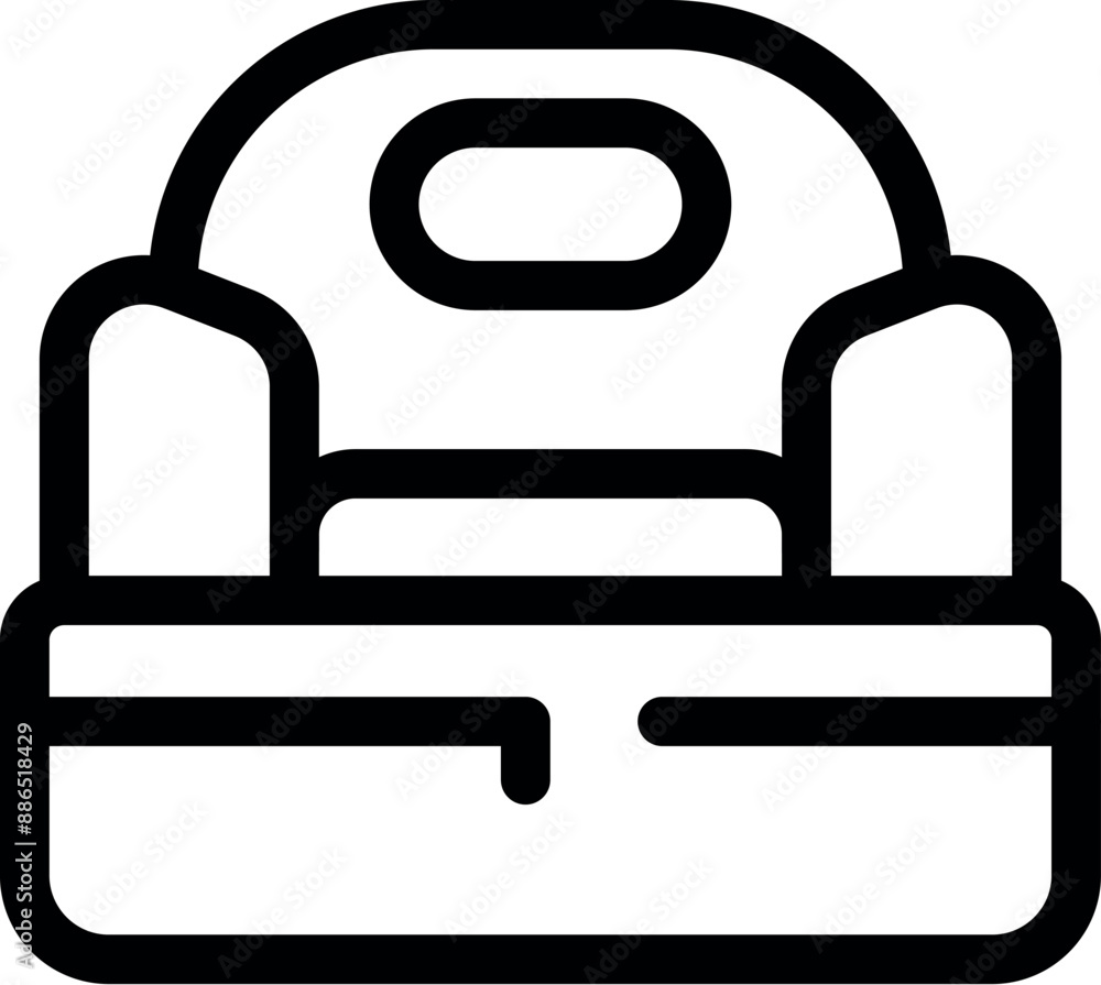 Black outline icon representing a baby booster seat, ideal for illustrating secure and comfortable feeding time for babies and toddlers Black outline icon representing a baby booster seat, ideal for illustrating secure and comfortable feeding time for babies and toddlers
