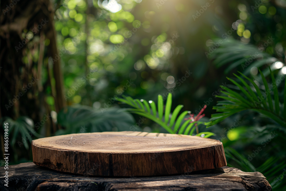 Wooden Podium in Tropical Forest Setting Wooden Podium in Tropical Forest Setting