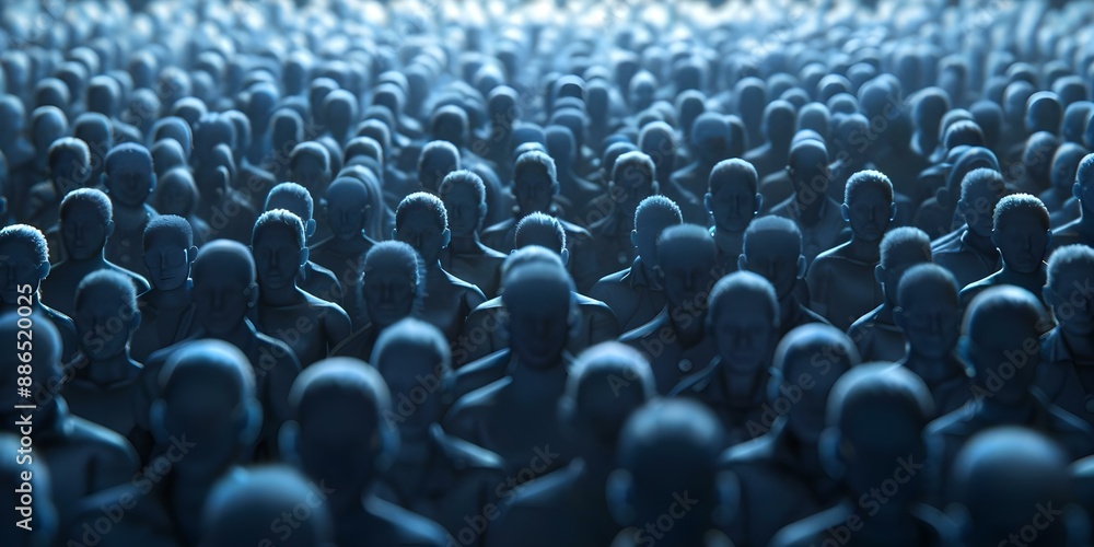Virtual concert crowd of digital avatars in holographic form. Concept Virtual Concert, Digital Avatars, Holographic Technology, Music Experience Virtual concert crowd of digital avatars in holographic form. Concept Virtual Concert, Digital Avatars, Holographic Technology, Music Experience