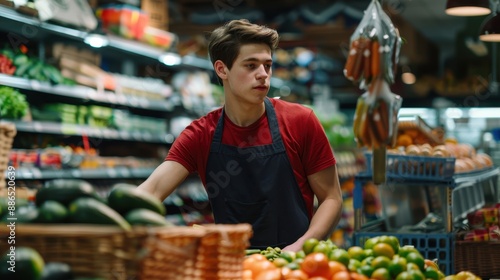 The young grocery worker