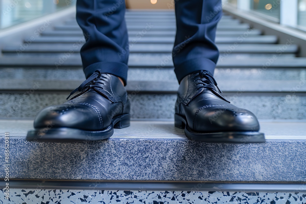 Black Leather Shoes on a Staircase Black Leather Shoes on a Staircase