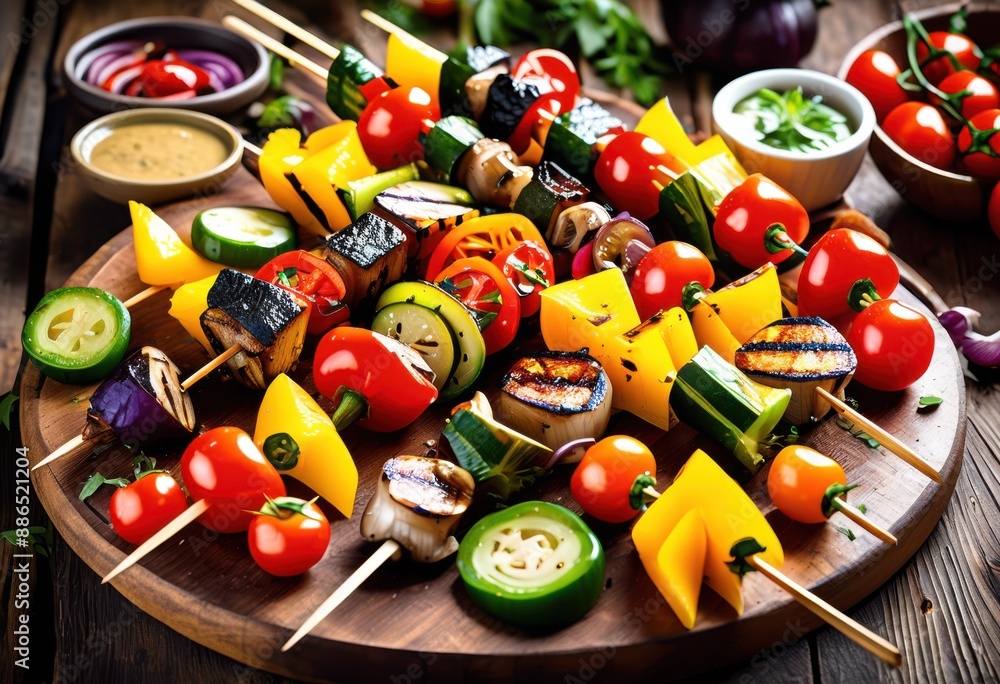 vibrant grilled veggie skewers bursting flavor, vegetable, juicy, colorful, fresh, tasty, delicious, appetizing, healthy, meal, nutrition, vegetarian vibrant grilled veggie skewers bursting flavor, vegetable, juicy, colorful, fresh, tasty, delicious, appetizing, healthy, meal, nutrition, vegetarian