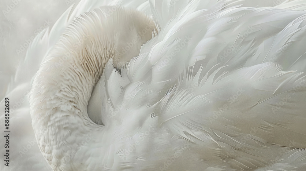 Obraz premium Intimate portrait of a white swan's serene expression and feather detail