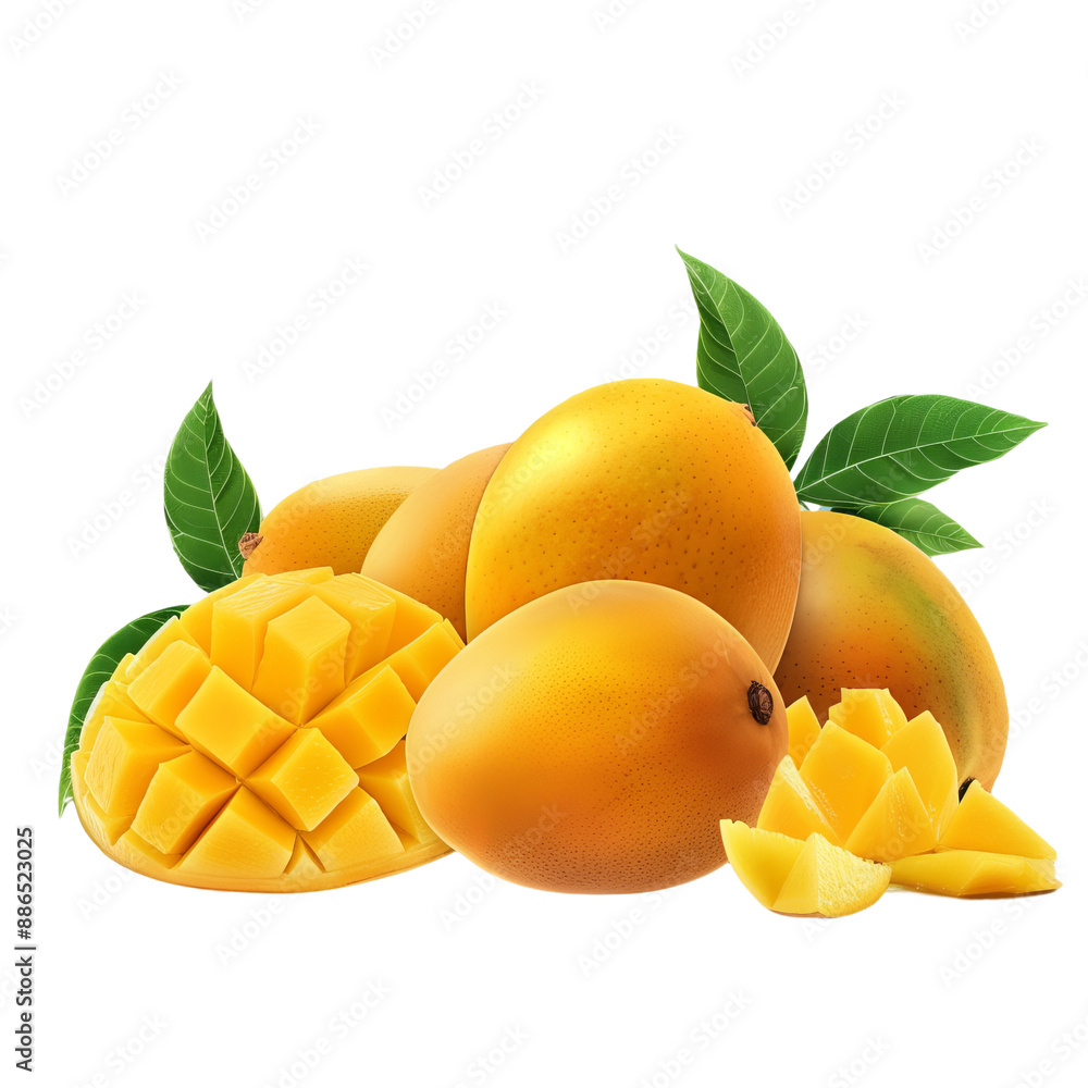 Vibrant Mangoes from Every Angle: Sliced, Halved, and Whole isolated on transparent background - Perfect for Graphic Design Vibrant Mangoes from Every Angle: Sliced, Halved, and Whole isolated on transparent background - Perfect for Graphic Design