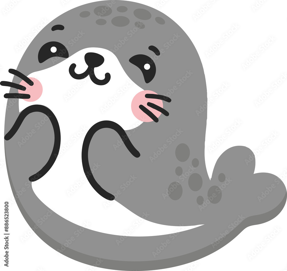 Cute cartoon seal looking happy Cute cartoon seal looking happy