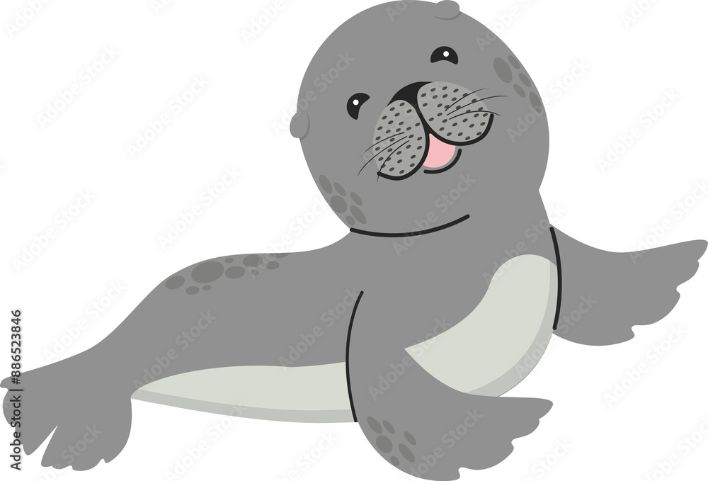 Fototapeta premium Adorable smiling seal cartoon animal