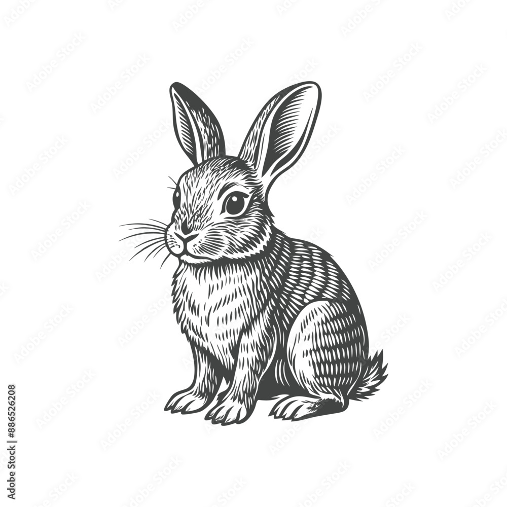 Fototapeta premium rabbit engraving hand drawn illustration vector