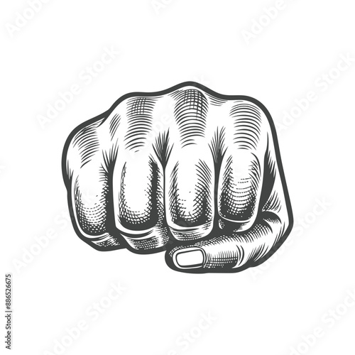punch hand engraving hand drawn illustration vector
