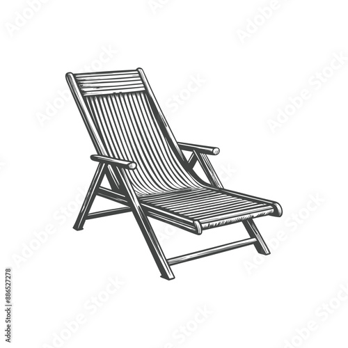 longue chair engraving hand drawn illustration vector
