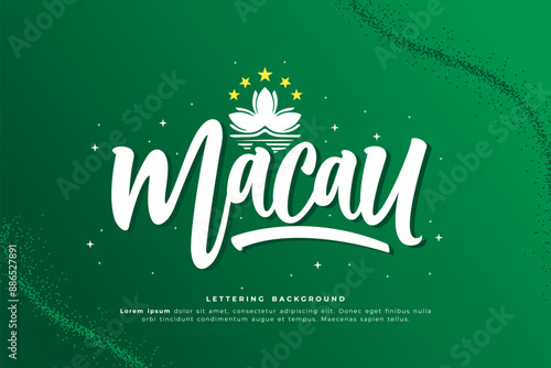 macau lettering background vector design