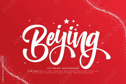 beijing lettering background vector design