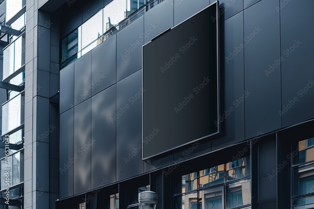 Outside a shop or restaurant, there is a blank sign with space for copy Outside a shop or restaurant, there is a blank sign with space for copy