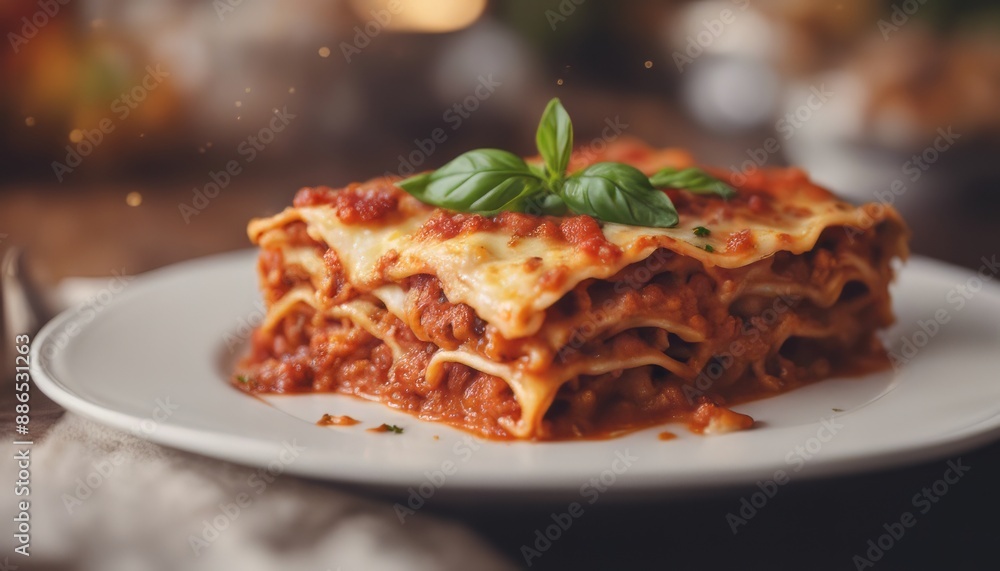 Traditional lasagna with rich Bolognese sauce Traditional lasagna with rich Bolognese sauce