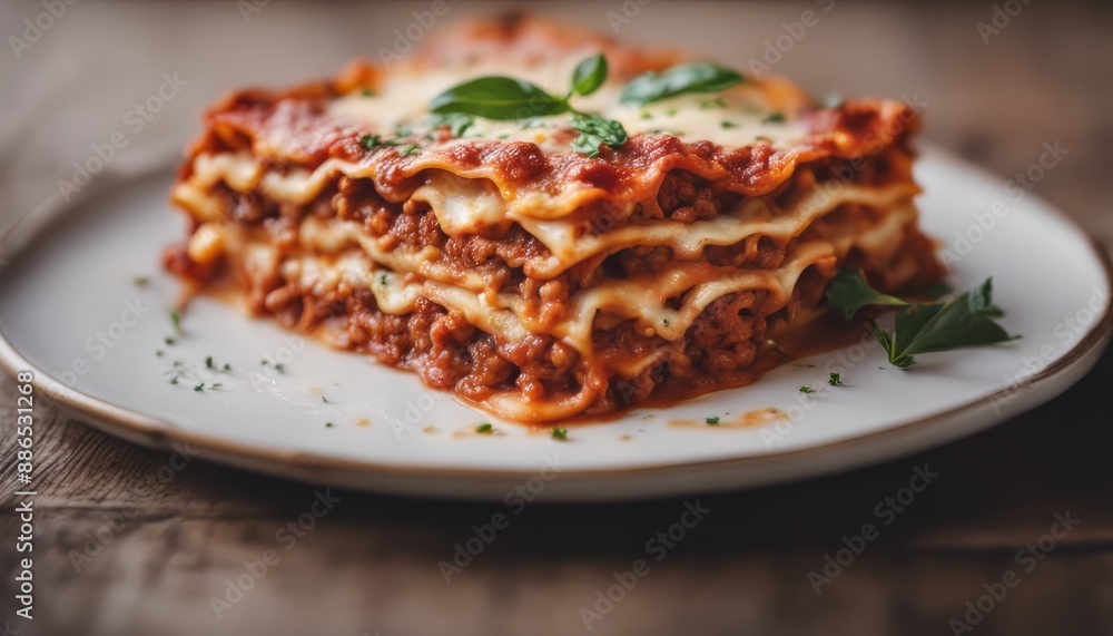 Traditional lasagna with rich Bolognese sauce Traditional lasagna with rich Bolognese sauce