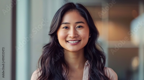 Smiling Southeast Asian Young Woman with Long Hair and Business Casual Attire Professional Portrait Photography for Corporate Use Free Download Smiling Southeast Asian Young Woman with Long Hair and Business Casual Attire Professional Portrait Photography for Corporate Use - GFXLoad