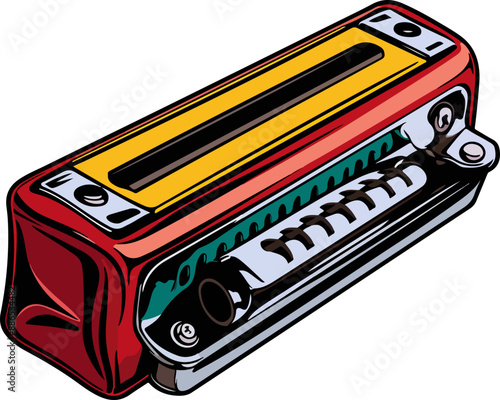 harmonica vector illustration isolated on transparent background. 
