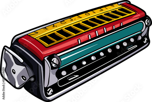 harmonica vector illustration isolated on transparent background. 
