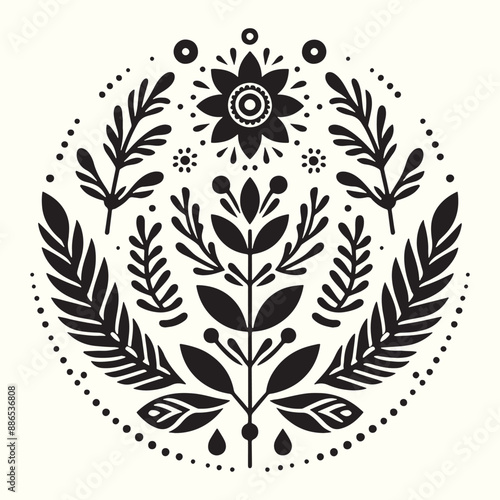 Boho Flower Decoration Elements Silhouette Vector Illustration