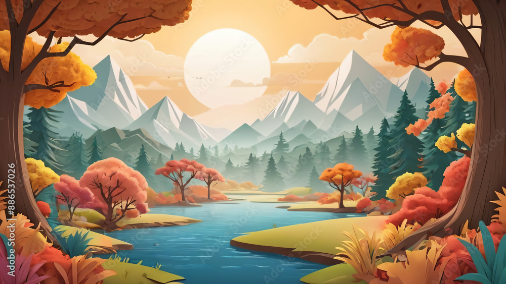 Paper art of landscape Paper art of landscape