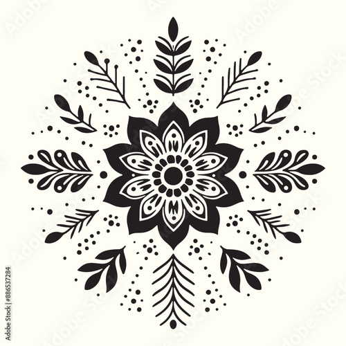 Boho Flower Decoration Elements Silhouette Vector Illustration