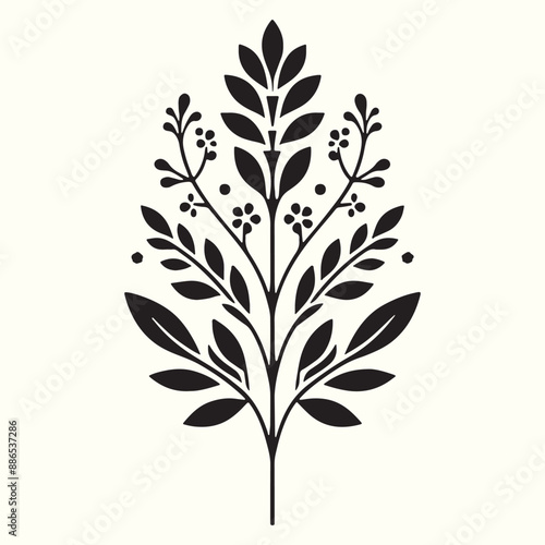 Boho Flower Decoration Elements Silhouette Vector Illustration