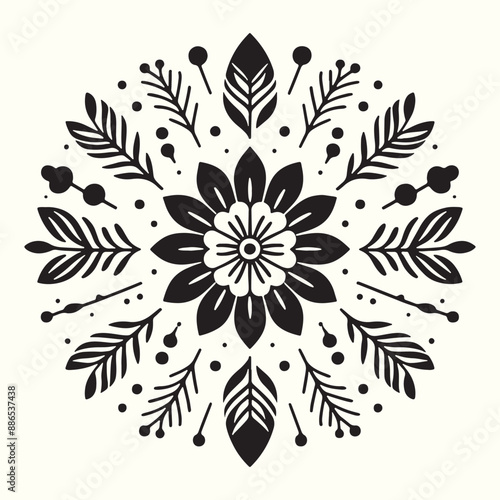 Boho Flower Decoration Elements Silhouette Vector Illustration