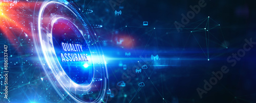 Business, Technology, Internet and network concept. Quality Assurance service guarantee standard. 3d illustration