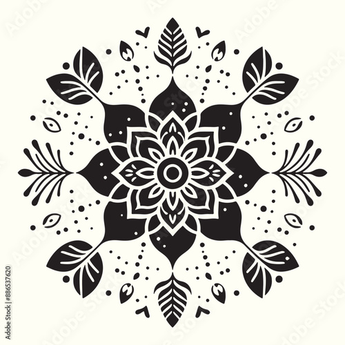 Boho Flower Decoration Elements Silhouette Vector Illustration