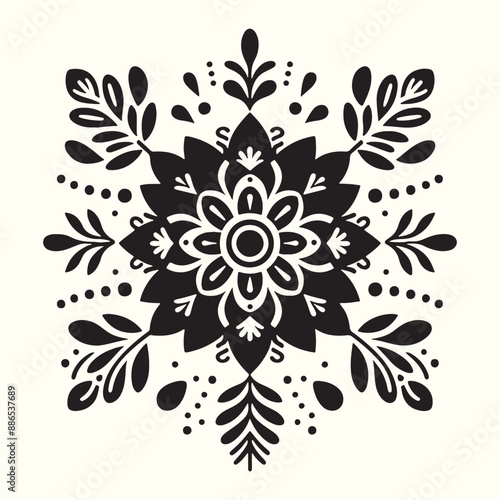 Boho Flower Decoration Elements Silhouette Vector Illustration