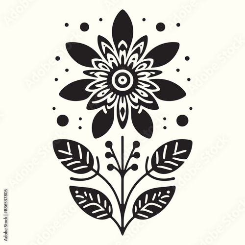 Boho Flower Decoration Elements Silhouette Vector Illustration