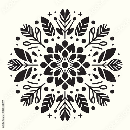 Boho Flower Decoration Elements Silhouette Vector Illustration