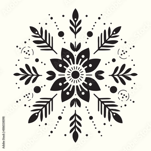 Boho Flower Decoration Elements Silhouette Vector Illustration