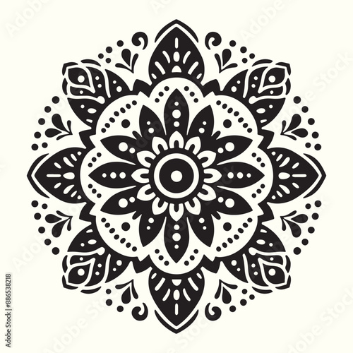 Boho Flower Decoration Elements Silhouette Vector Illustration