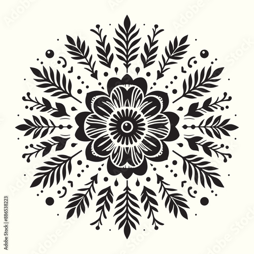 Boho Flower Decoration Elements Silhouette Vector Illustration