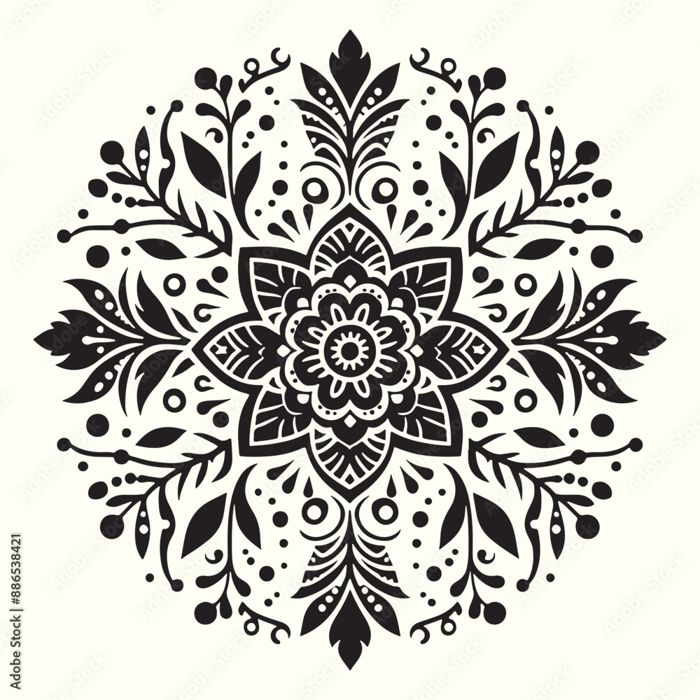 Fototapeta premium Boho Flower Decoration Elements Silhouette Vector Illustration