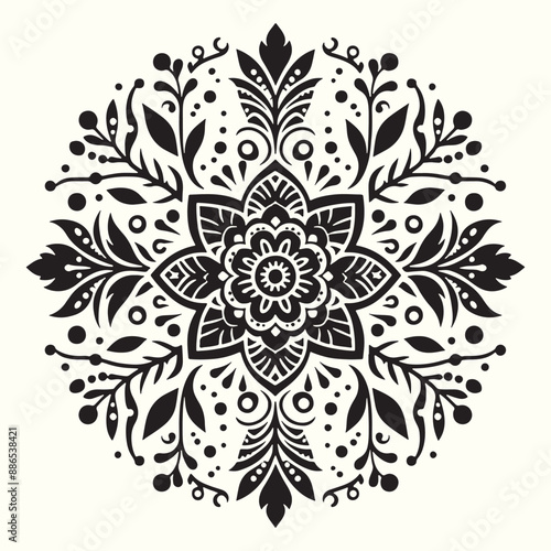 Boho Flower Decoration Elements Silhouette Vector Illustration