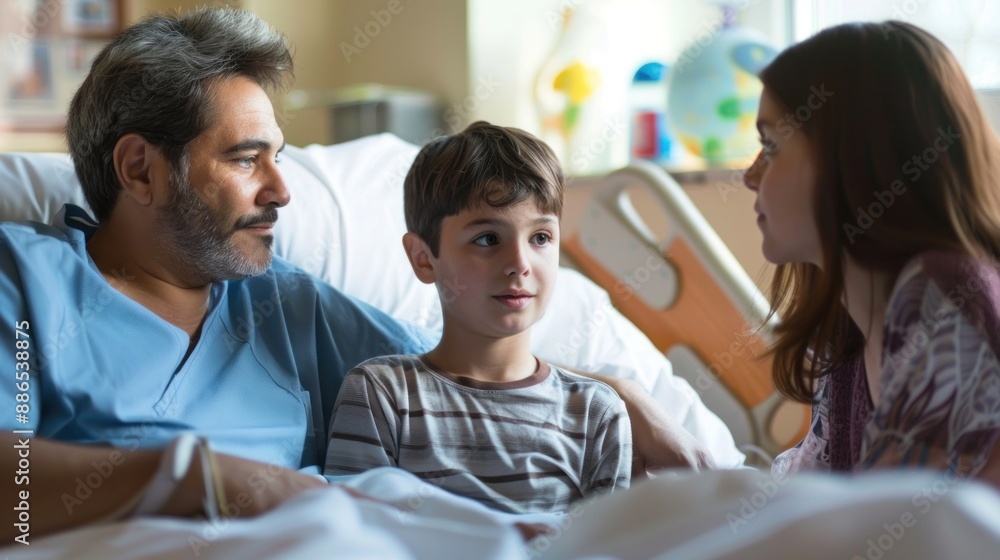 Obraz premium Child receiving treatment with parents by their side