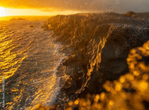 Galapagos Islands, Ecuador. View of mountains and sea.