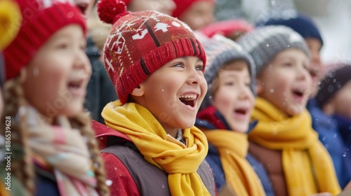 Children singing carols during a holiday event