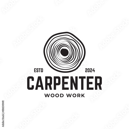 Carpentry, woodworking retro vintage vector logo design.