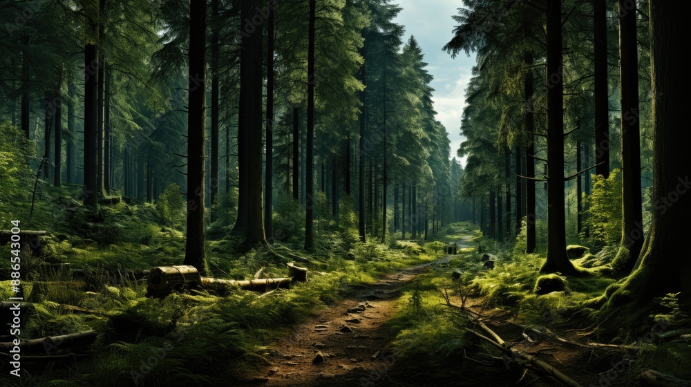 Obraz premium Forest illustration HD 8K wallpaper Stock Photographic Image 