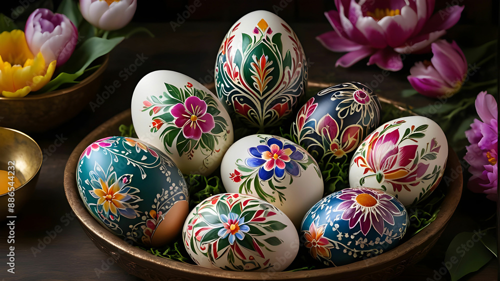 Ethnic Floral art on Eggs Ethnic Floral art on Eggs