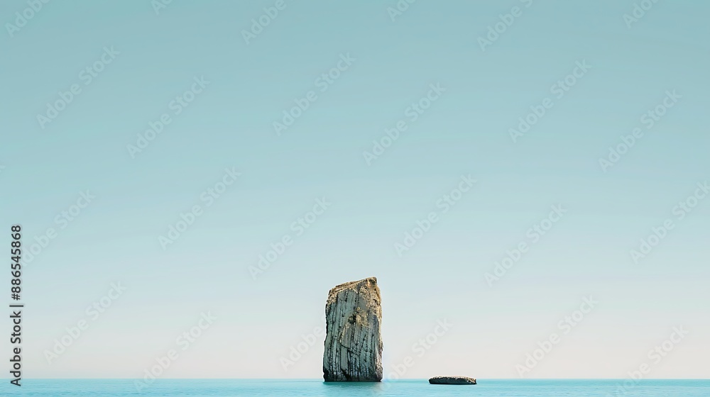 A minimalist shot of Church Rock under a clear blue sky, with subtle gradients of azure and cerulean. A minimalist shot of Church Rock under a clear blue sky, with subtle gradients of azure and cerulean.