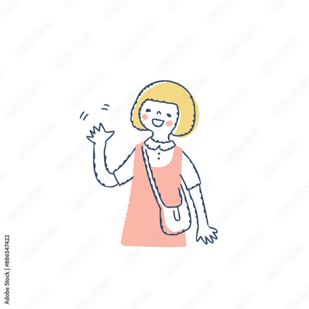 笑顔で手を振る女の子 笑顔で手を振る女の子