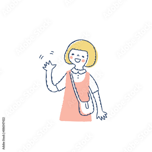 笑顔で手を振る女の子