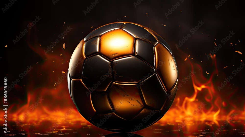 Fototapeta premium golden soccer ball HD 8K wallpaper Stock Photographic Image 