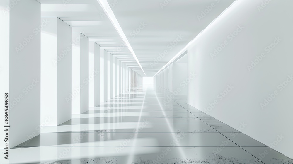 Modern white background. Empty Long Light Corridor. Modern white background. Empty Long Light Corridor.