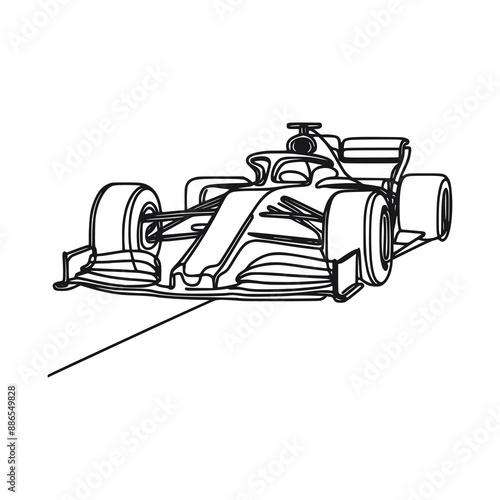 one line continuous Formula F1 racing car sport vector illustration template design