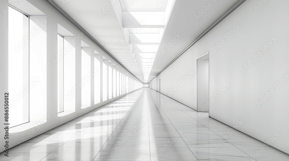 Modern white background. Empty Long Light Corridor. Modern white background. Empty Long Light Corridor.