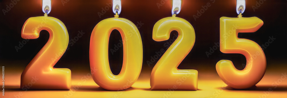 banner Festive background happy New Year 2025. golden candles in the form of the number 2025. greeting card. free space for text banner Festive background happy New Year 2025. golden candles in the form of the number 2025. greeting card. free space for text